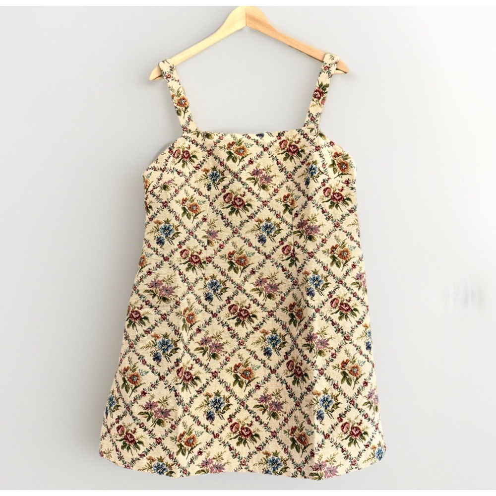 Cider Cottagecore Floral Tapestry Mini Dress Size 0XL NWT Square Neck Romantic